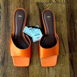 NWT Zara Size 38 Cloth Heeled Mule